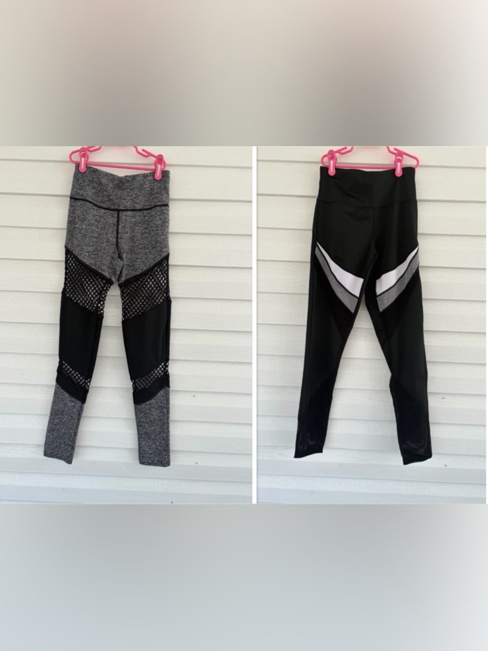 2 Pair Fashion Nova S/M High Rise Mesh Fishnet Colorblock Workout Leggings Lot